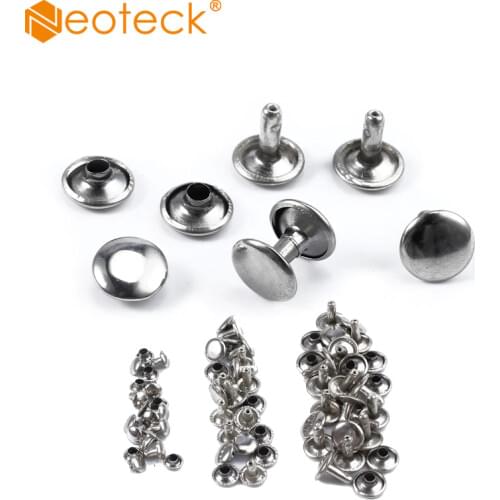 Neoteck 300 Pair 6 / 8 / 10mm Silver Two Piece Double Cap Tubular Rivets Leather Punk Craft Repair Sided Cap Rivet Tubular