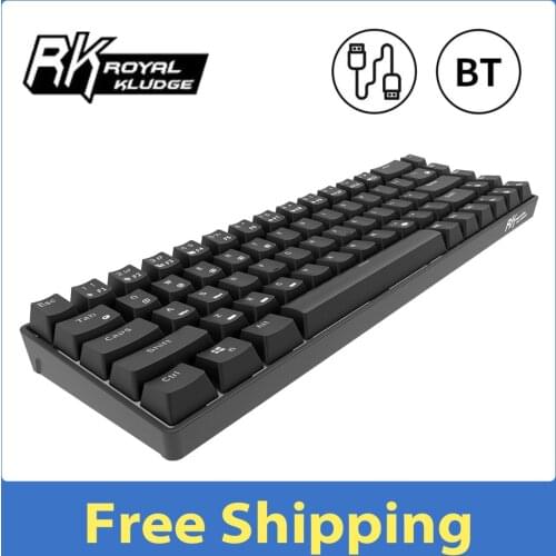 Royal Kludge RK855 BT&Wired Dual Mode Keyboard White Backlight 68 Key Mini Mechanical Keyboard for Phone/Tablet Gateron Switch