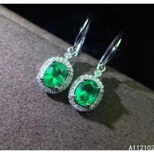 KJJEAXCMY fine jewelry 925 sterling silver inlaid natural emerald Girls luxury popular Chinese style earrings support detection