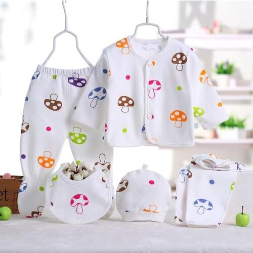 Cartoon Newborn Clothes Sets Kids Boys Girl Tops Pants Baby Cotton Underwear Bibs Hats Outfits Spring Children Clothes Sets 0-3M