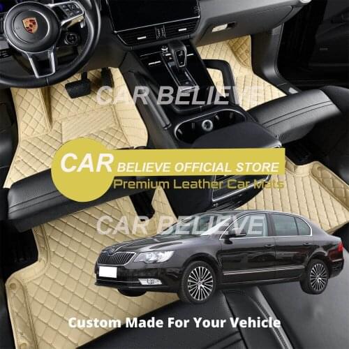 High quality Leather Car Floor mats For Skoda Superb 2016 2017 2018 2019 Carpets Rugs Pads Accessories