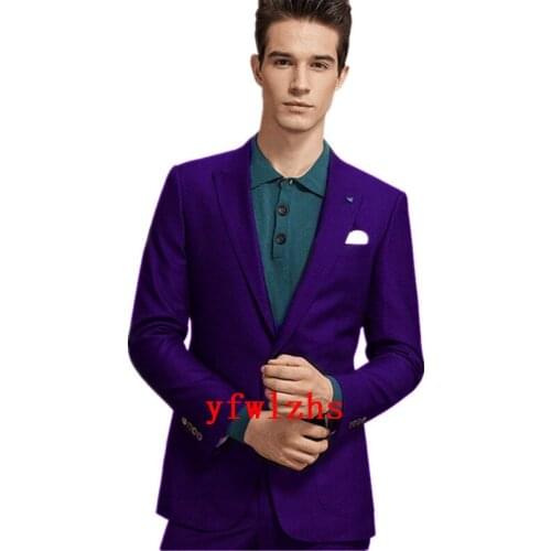 Handsome Groomsmen Peak Lapel Groom Tuxedos Wedding Dress Men Suits Blazer Prom Dinner (Jacket+Pants+Tie) K314
