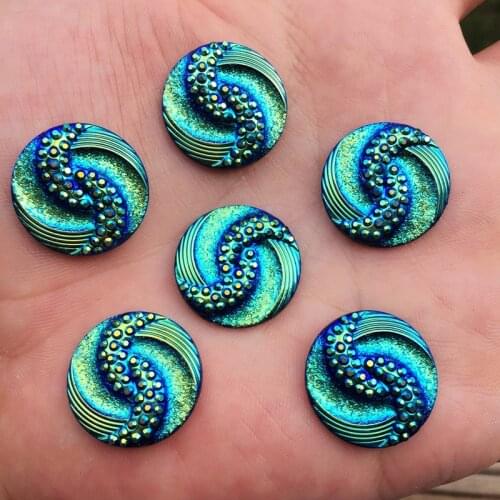 20Pcs/lot 20mm AB Round Shape Resin Rhinestones applique stones and crystal Gems Flatback For Costume Button Crafts-B067