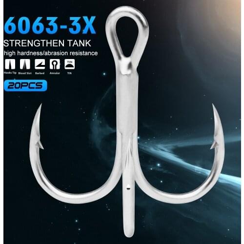 LURE HOOKS 20pc/Box BKBHOOK 3X-CP Fish Hook Treble Fishing Hooks 2/4/6/8/10# High Carbon Steel Treble Hooks Fishing Tackle
