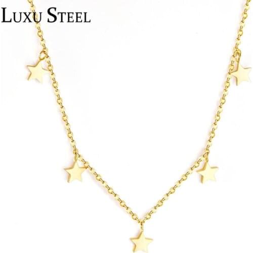 LUXUSTEEL New Star Necklace Collars Accessories Women Girl Fashion Style Gold Silver Color Chains Jewelry 2020 Christmas