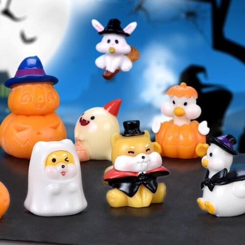 1Pcs Halloween Resin Ghost Witch Bat Pumpkin Animal Miniatures Figurines Fairy Garden Ornaments Micro Landscape DIY Crafts Gift