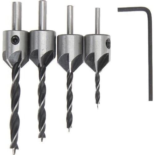3mm-10mm HSS 5 Flute Countersink Drill Bit Set Carpentry Reamer Woodworking Chamfer End Milling