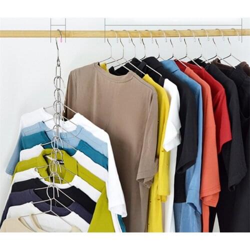 Stainless Steel Wardrobe Storage Chain Multifunctional Wardrobe Storage Rack Space Saving Hook Clothes Rack