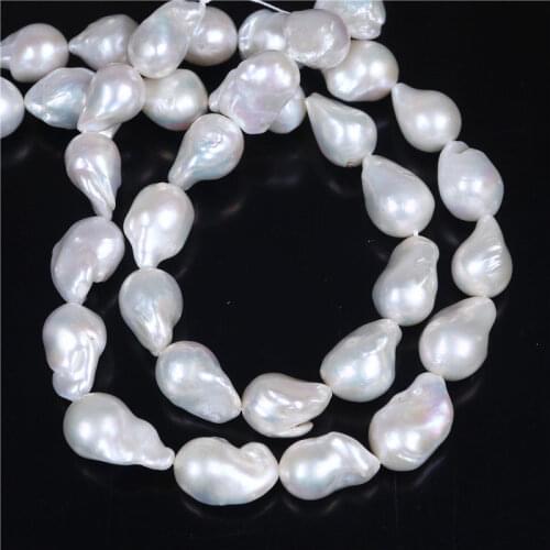 Wholesale AA Natural irregular baroqueFreeform Big 13*16mm White Round Pearl Beads Loose 15