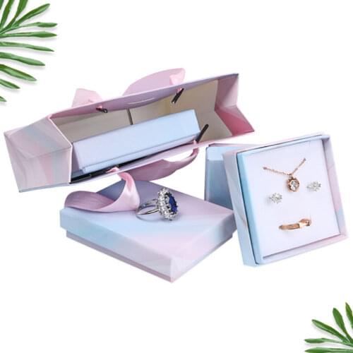 1PC Ties-Dye Paper Box Jewelry Set Gift Box Ring Necklace Bracelets Earring Gift Packaging Boxes With Sponge Inside Square