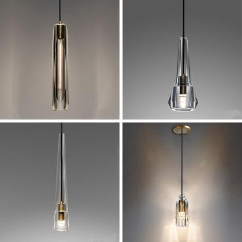 BedroomLuxury Copper Edison E14 Led Pendant Lights Lustre K9 Crystal Led Suspend Lamp Living Room Sofaside Hanging Lamp Fixtures