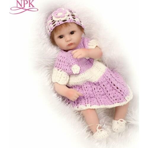 NPK 18" bebe gift doll reborn Silicone Reborn babies With Cotton Body Dressed in Nice Sweater Lifelike newborn babies girls toys