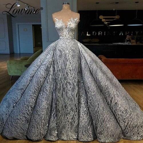 Luxury Arabic Party Dresses With Detachable Train Illusion Sequins Middle East Women Evening Gown Robe De Soiree Long Prom Dress
