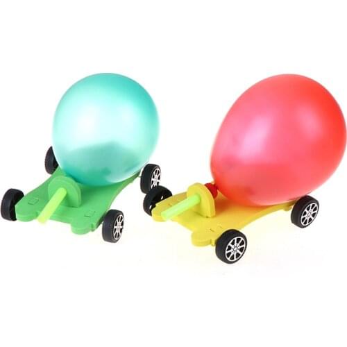 DIY Balloon Powered Car Recoil Force Science Technology Experiment Students Toys