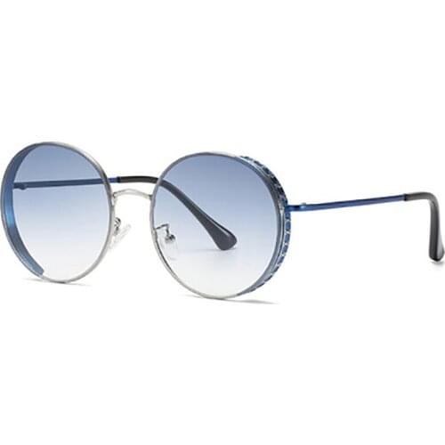 New round frame sunglasses European and American fashion ladies sunglasses with metal frame sunglasses