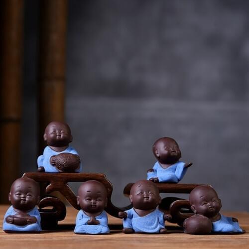 Creative Personality Color Purple Sand Tea Pet Ornaments Ceramic Crafts Decorative Ceramic Buddha Statues Small Monk Ornaments