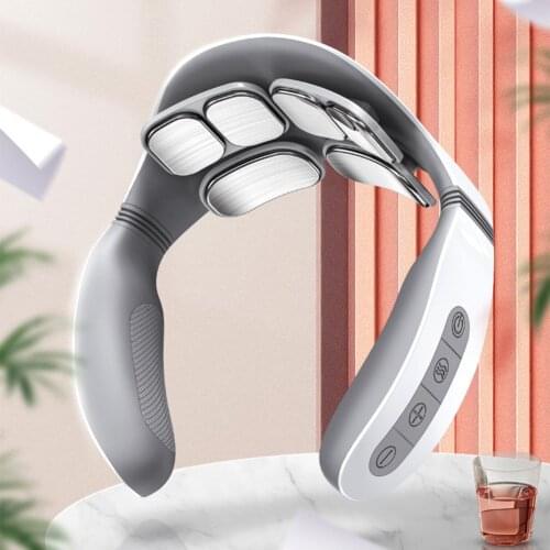 Smart 4D Magnetic Pulse Heated Electric Shoulder Neck Massager Fatigue Pain Relief Cervical Massage With Remote Control