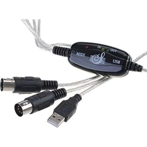 USB IN-OUT MIDI Cable Converter PC to Music Keyboard Adapter Cord
