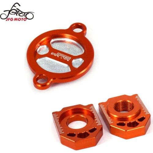 Motorcycle CNC Axle Block Rear Chain Adjuster Billet Oil Filter Cap Cover For SX-F XC-F EXC-F XCF-W SX-F EXC-F XC-F 250 350