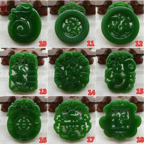 Womens Hollow-out Necklace Pendant Green HETIAN Jade Double Carved Donut Peace Pendant Gift for Fashion Jewelry