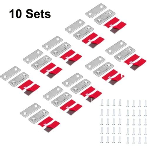 10 Sets Magnetic Cabinet Door Closer Catch Ultra Thin Furniture Wardrobe Cupboard Door Magnetic Catches Latches with Screws