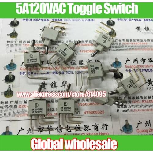 10pcs 5A120VAC Toggle Switch / 3 foot curved foot switch 2A 250VAC