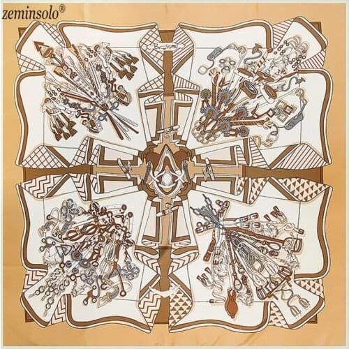 100% Silk Scarf Women Large Shawls Printing Stoles Square Bandana Luxury Brand Scarf Scarves Wraps Female Foulard 130*130cm