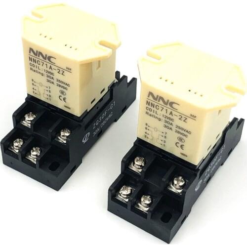 2sets JQX-30F 2Z 30A HHC71A High Power Relay DC12V DC24V AC110V AC220V Intermediate Relays JQX-30F-2Z 8Pin DPDT with Socket Base