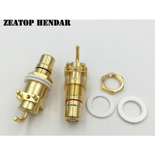 20Pcs High quality Copper Gold Plated RCA Terminal Female Panel Mount Jack Audio 3Pin PCB Board Socket Plug Connector New Type