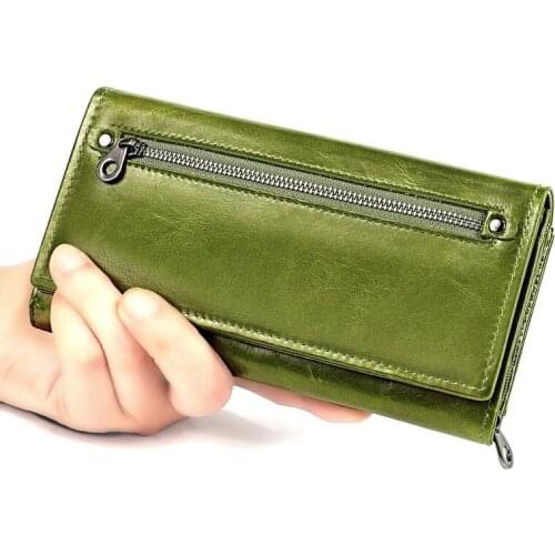 2019 Fashion Genuine Leather Women Wallet Long Cowhide Multiple Cards Holder Clutch Female Purse Standard Wallets