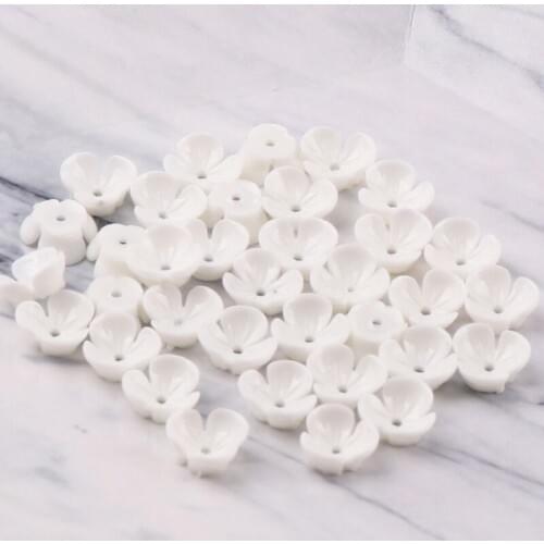 50pcs 10mm 3D Ivory Color Resin Flower Resin Flat Back Cabochon Resin Butterfly Knot For Phone DIY Decoration Art