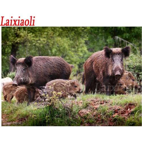 Full Square/Round Drill 5D DIY Diamond Painting "wild boar" 3D Diamond Embroidery forest wild animals Cross Stitch Home Decor