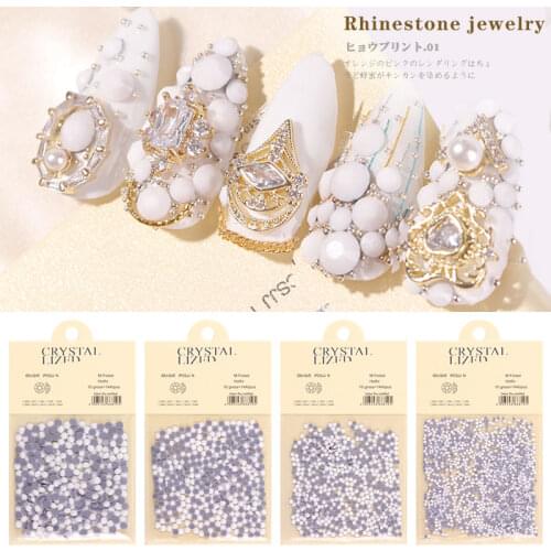 Porcelain White Glass Rhinestones 3D Flatback White Charm Opals（2-5mm）Nail Art Decoration Crystal Glitter Gems Nails Accessories