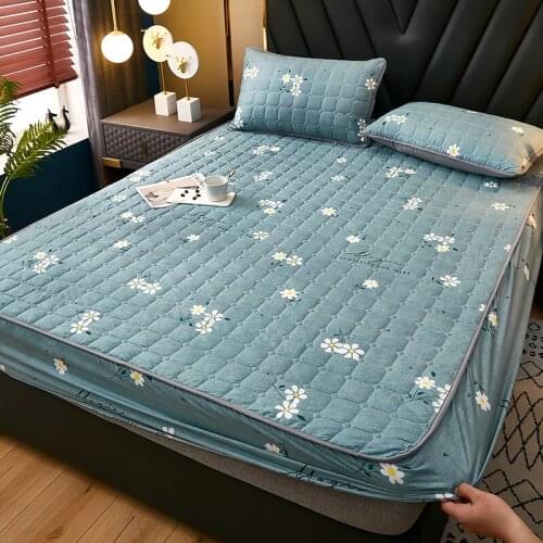 100% Cotton Mattress Cover Fabric Quilted Mattress Protector Thicken King Mattress Pad For Bed Anti-mite Twin Bed Mattress Cover