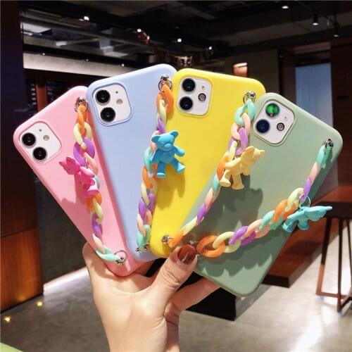 For Xiaomi mi 10T 10 Lite 9 SE Redmi 7A 8A NOTE 7 8 Pro 9S 8T 9T TPU Cover Rainbow Bracelet Bear Silicon Phone Case