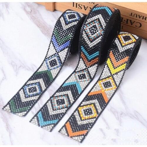 Color iron on rhinestone tassels Wedding dress accessories Beaded Lace Trim fabric applique patches sew on trim for clothing