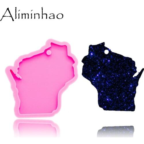DY0219 Shiny us Wisconsin state mold Silicone Molds DIY epoxy mould silicon Resin Crafting molds keychains Moulds