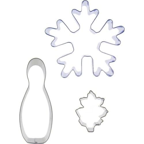 Antlers Snowflake, bowling ,Leaf Shaped 3 piece biscuit cutting molds, baking tools, cake decorating soft candy tools