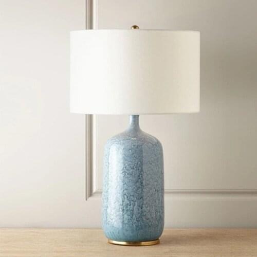 Classical Bedside Lamp Creative Blue Ceramic Living Room Table Lamp Vintage Model Room Bed-Lighting For Living Room Bedroom