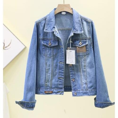 Short Design Womens Classic Denim Jacket All-match Fashion Loose Korean Style Jeans Coats