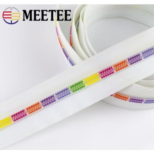 Meetee 2/5/10meters 5# White Colored Teeth Coil Nylon Zippers for Sewing Bags Garment Decor Zip DIY Repair Accessories ZA026