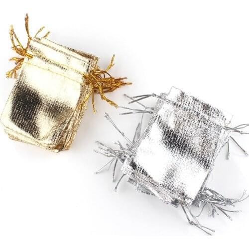 50Pcs/lot 7x9cm 9x12cm Gold Fabric Bags Organza Jewelry Packaging drawstring Velvet Gift Bags & Wedding Favor Pouches Jewellery