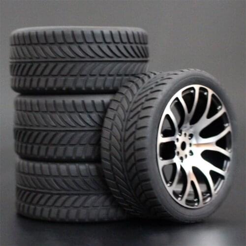 1Set 4Pcs HSP HPI Racing Tires Tyre Metal Wheel Rim 4Pcs For RC 1/10 On-Road Car HSP 94123/94103/94122 D4/D3 FW06 7Y-H