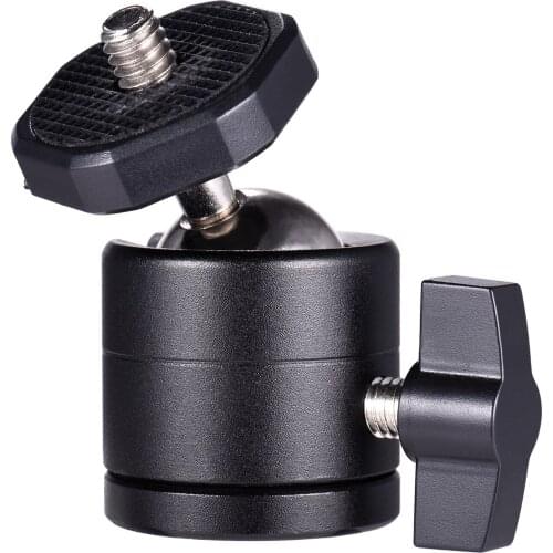 Mini Ball Head 360 Degree Rotatable Aluminum Alloy Ball Head Mount with 1/4 Inch Screw for Camera Camcorder Tripod
