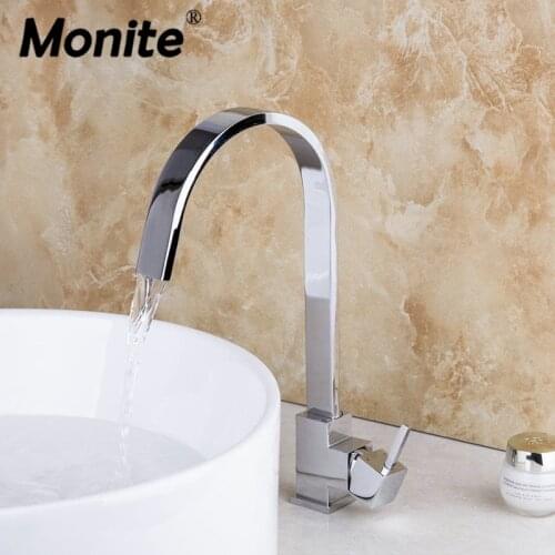 Monite Chrome Polish Swivel Kitchen Bathroom Wash Basin Faucet Battroom Basin Sink Water Tap Vessel Lavatory Faucet Mixer Tap