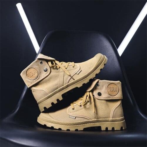 Men Canvas Shoes High Top Ankle Boots Military Tactical Male Boots Mens Sneakers All Seasons Men Women Casual Shoes
