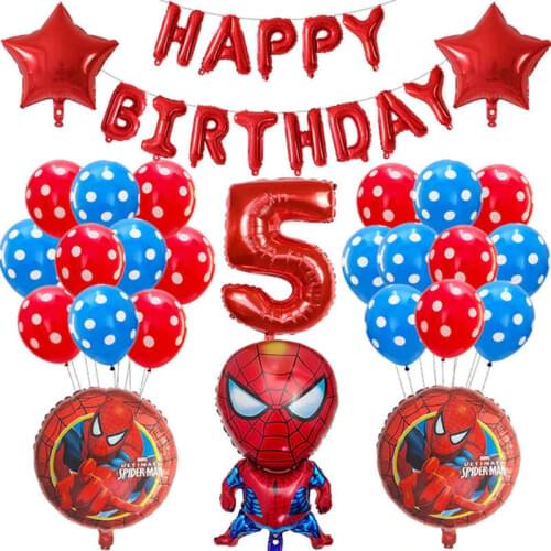 39pcs/lot Spider hero man Balloon Number Spider Party Inflatable Helium Balloon Birthday Party Decoration kids ballon Toy globos