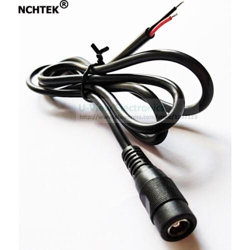 NCHTEK DC 5.5x2.5mm Power Female Plug Connector With Cord Cable For PC CCTV Camera About 1M/Free DHL Shipping/200PCS
