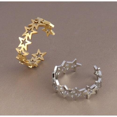 Stainless steel Face Open Rings for Women Punk Hip Hop Ring Fashion Star Heart Party Ring Jewelry Best Gift