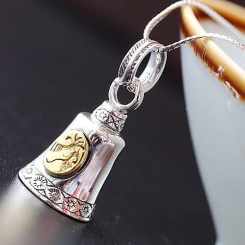 New solid s925 pure silver pendant handmade Thai silver retro small pendant pendant silver accessories men and women pendant